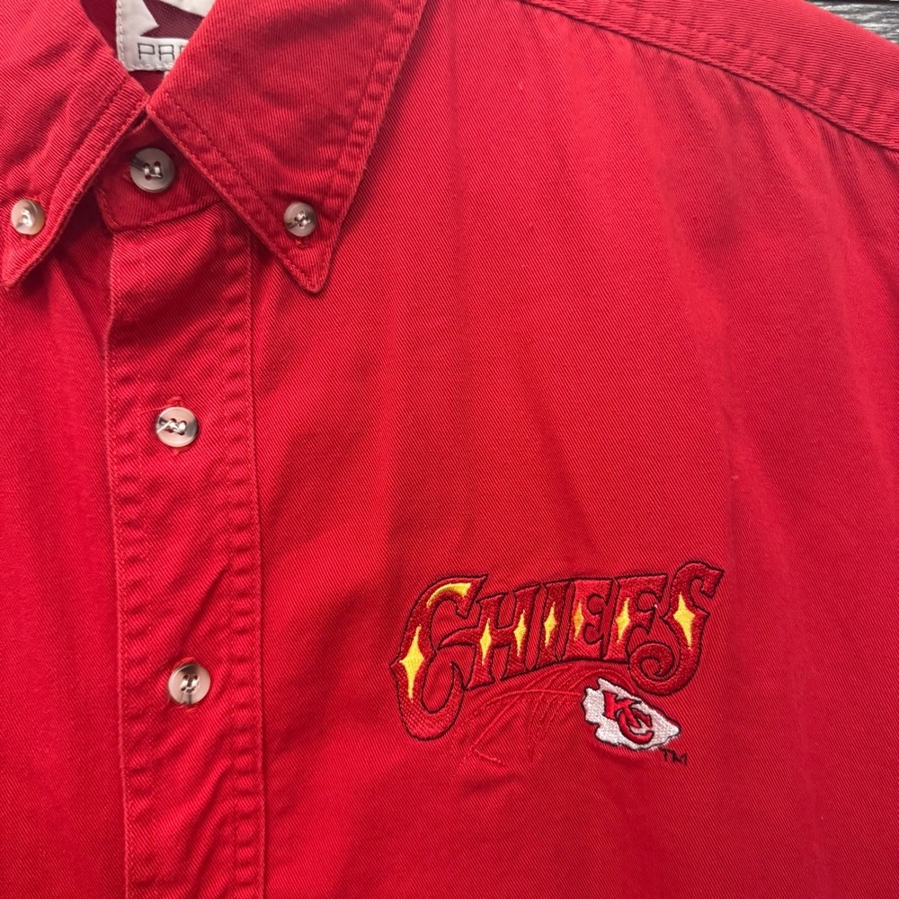 PROELITE Kansas City Chiefs Shirt Men’s L Button Up Red Denim Vintage 90s